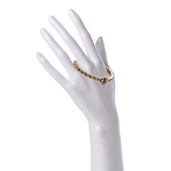 Gucci Metal Studded Feline Head Bracelet in Aged Gold - Picture 8 of 8